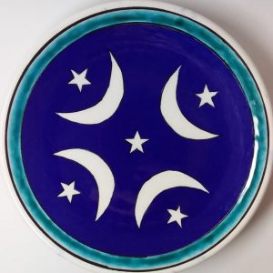 Osmanlı Ay Yıldız Desenli Lacivert Çini Şekerlik