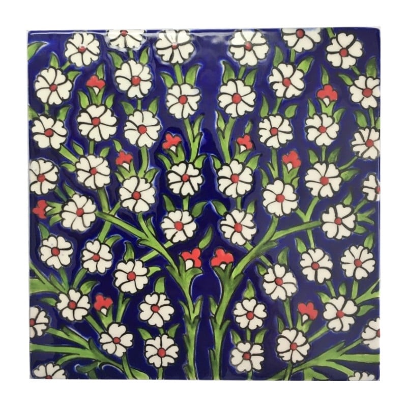 hayat-agaci-desenli-iznik-cini-karo Hayat Ağacı Desenli İznik Çini Karo 20 cm