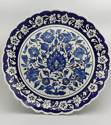 Rumi Desenli Mavi İznik Çini Tabak