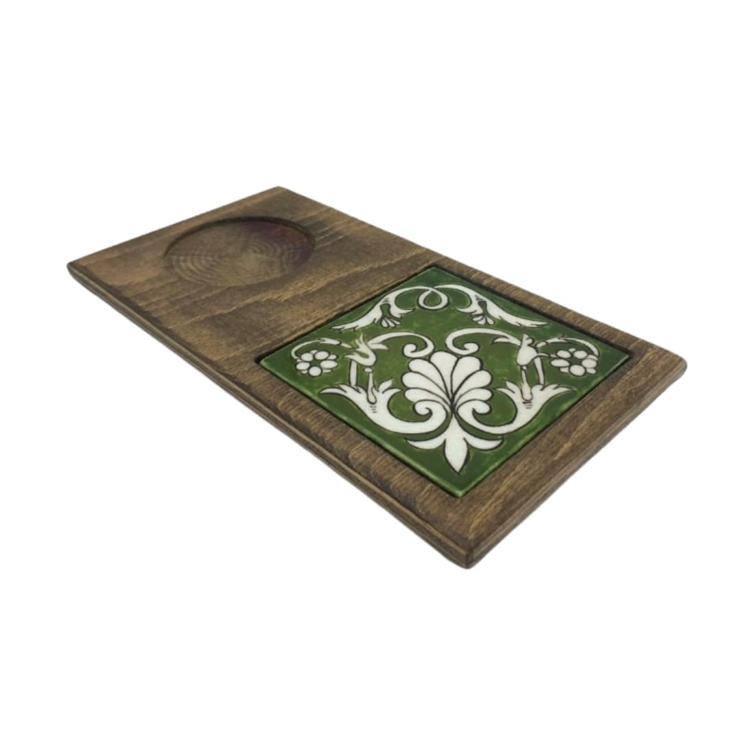 rumi-desenli-cini-kahve-sunumluk-yesil-2 Rumi Desenli Yeşil Çini Kahve Sunumluk