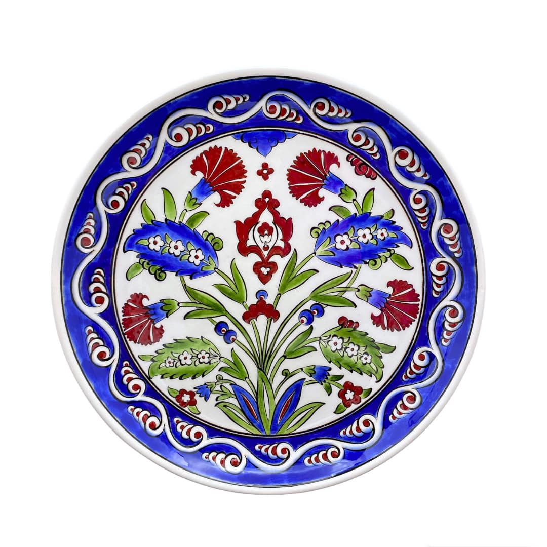karanfil-desenli-iznik-cini-tabak-1 Karanfil Desenli İznik Çini Tabak