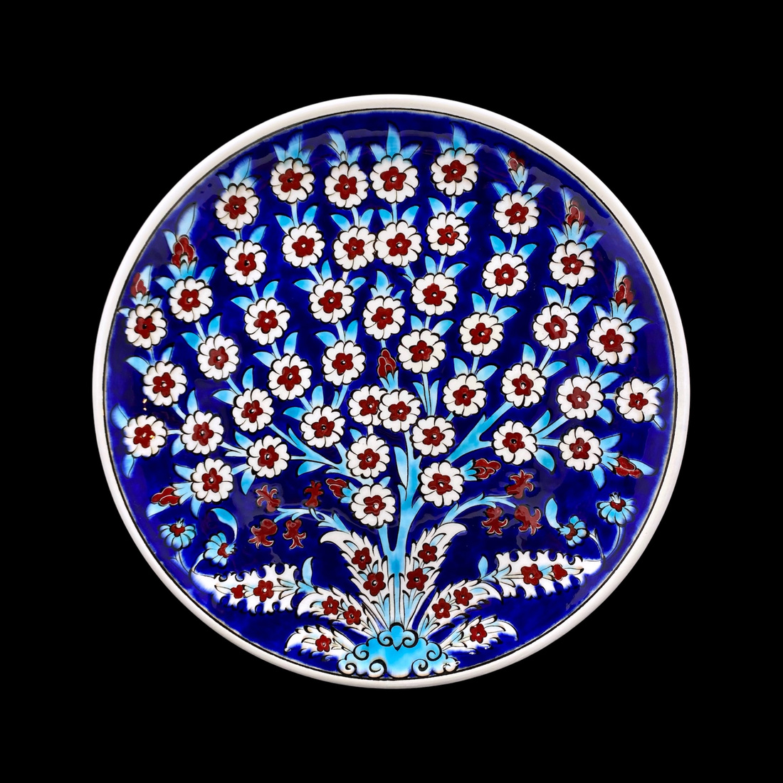 hayat-agaci-desenli-turkuaz-hediyelik-cini-tabak-1 Hayat Ağacı Desenli Turkuaz Çini Tabak