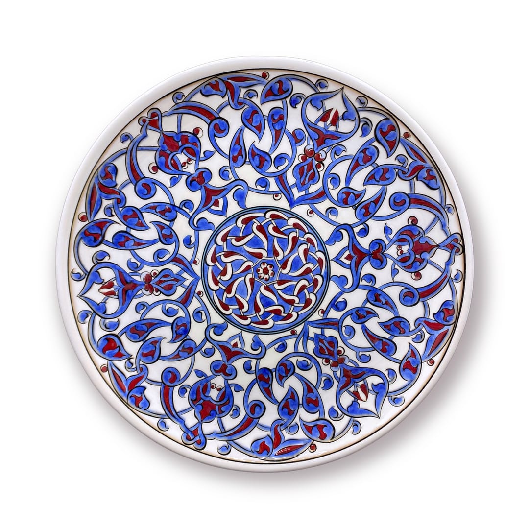 rumi-desenli-çini-tabak-duvar-süsü-1 Rumi Desenli Çini Tabak Duvar Süsü