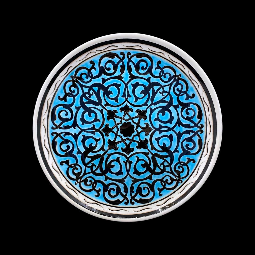 rumi-desenli-turkuaz-hediyelik-cini-tabak-2 Rumi Desenli Turkuaz Hediyelik Çini Tabak