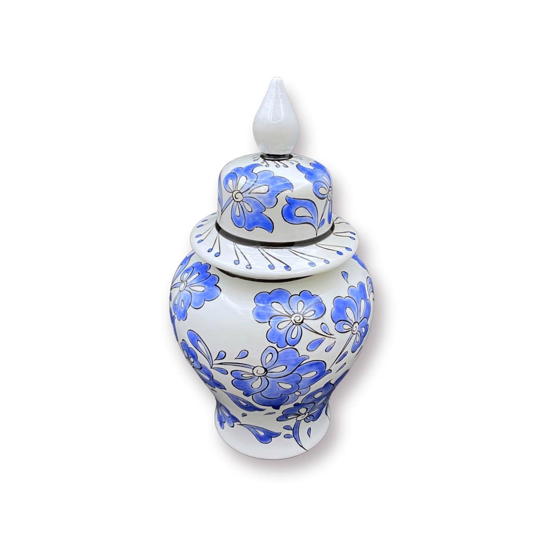 lotus-desenli-mavi-beyaz-sah-küp-1 Lotus Desenli Mavi Beyaz Şah Küp