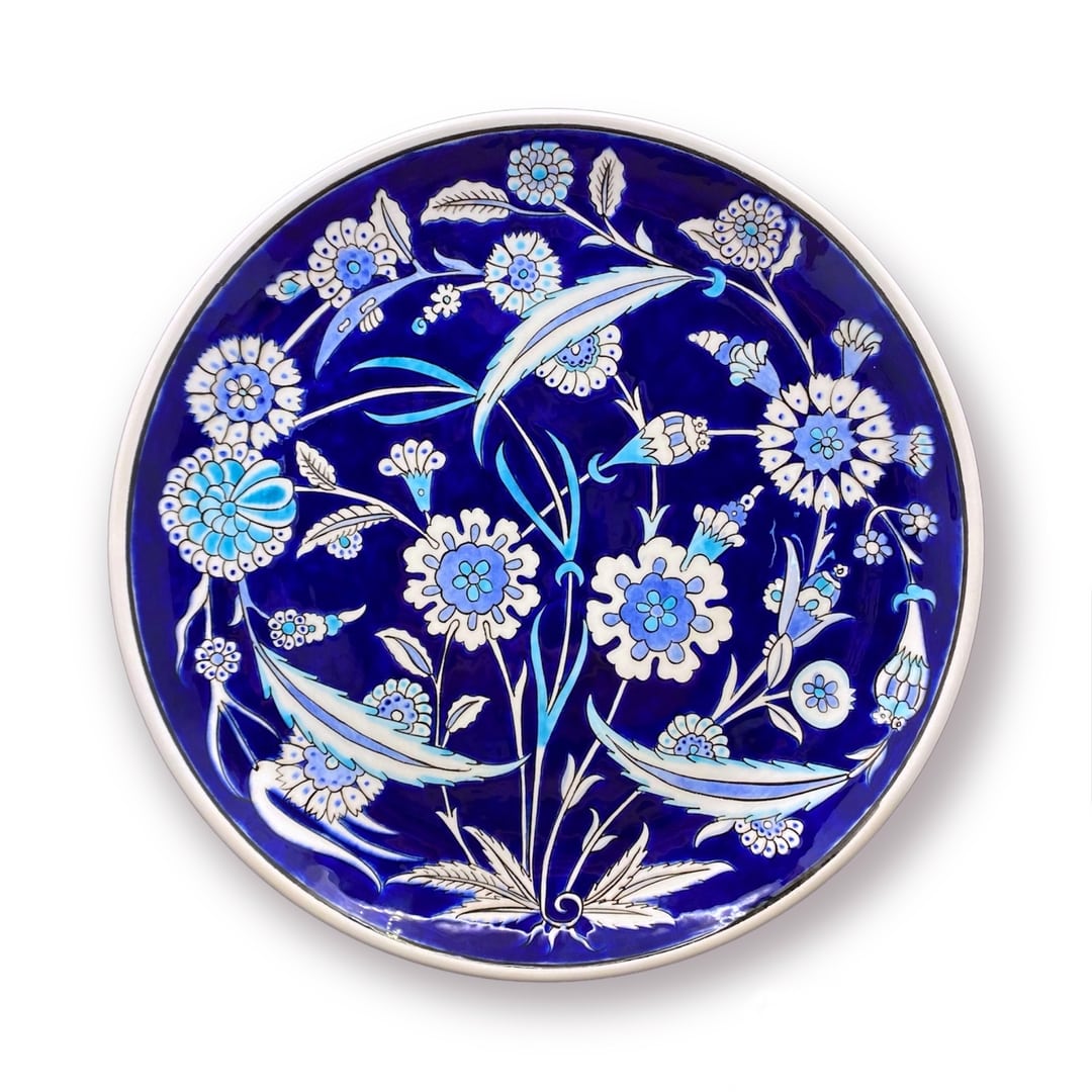 mavi-klasik-iznik-desenli-hediyelik-cini-tabak-1 Mavi Klasik İznik Desenli Hediyelik Çini Tabak
