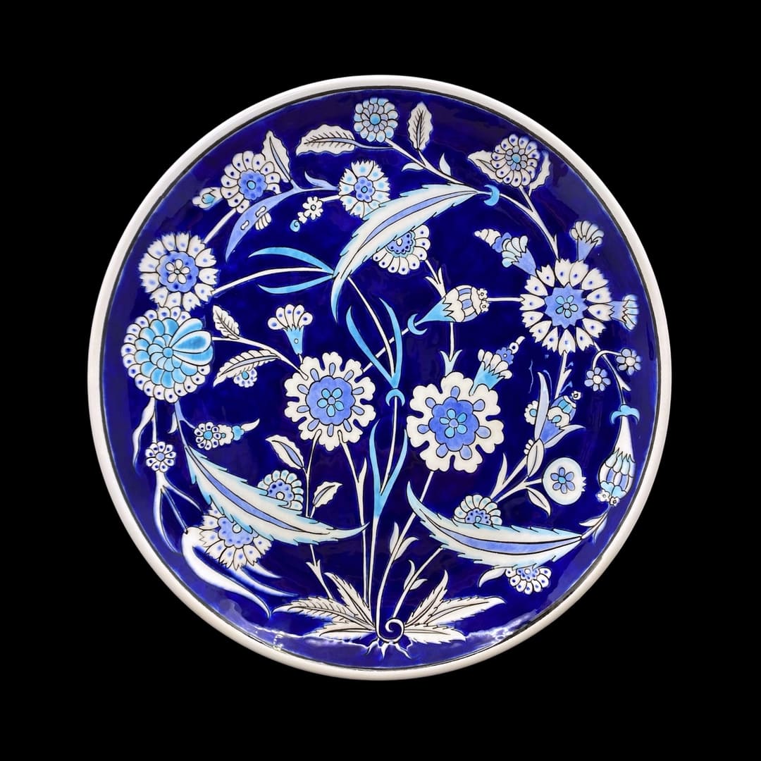 mavi-klasik-iznik-desenli-hediyelik-cini-tabak-2 Mavi Klasik İznik Desenli Hediyelik Tabak