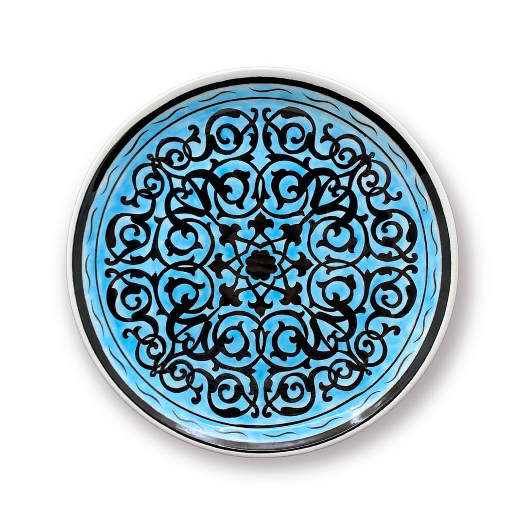 rumi-desenli-turkuaz-duvar-susu-cini-tabak-1 Rumi Desenli Turkuaz Duvar Süsü Çini Tabak
