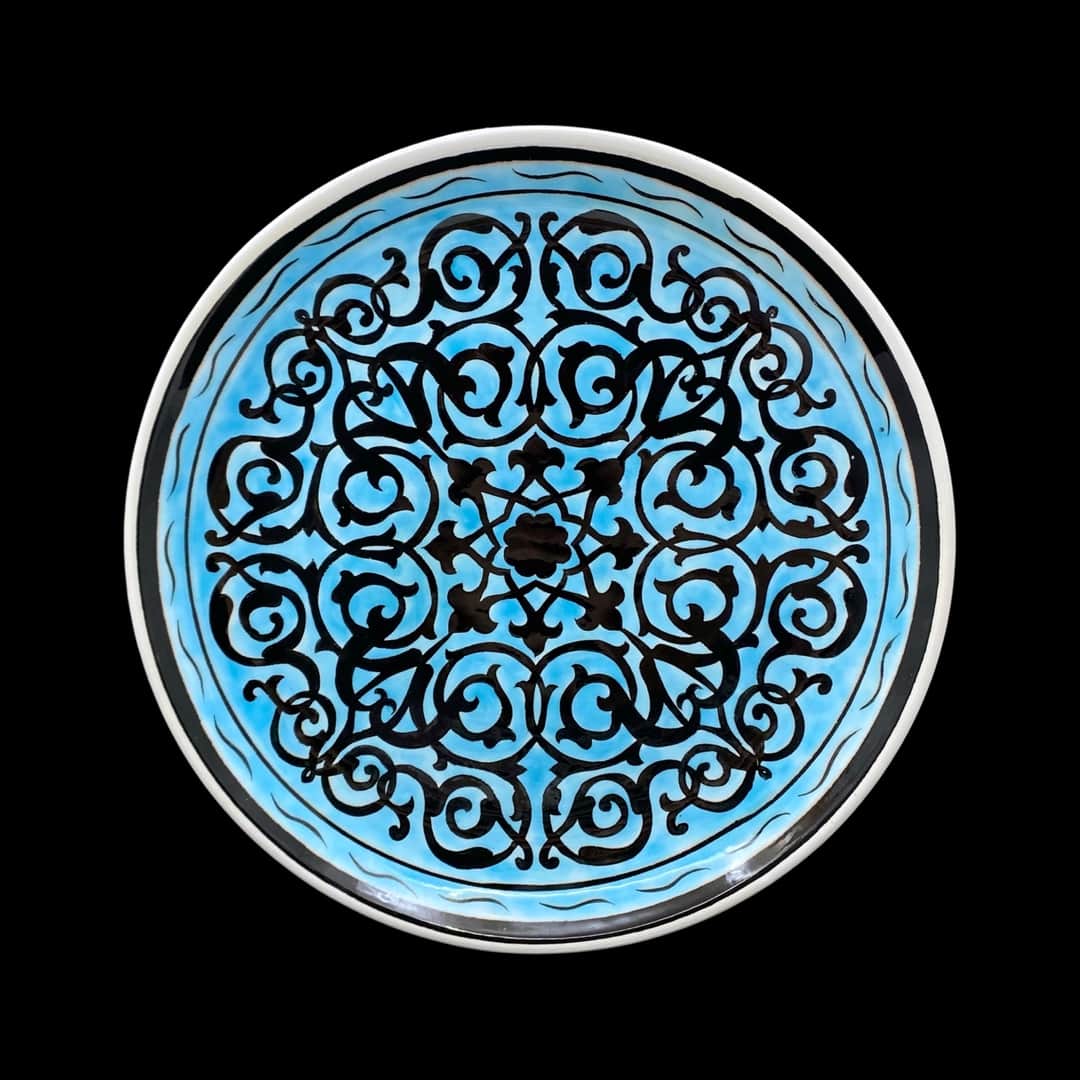 rumi-desenli-turkuaz-duvar-susu-cini-tabak-2 Rumi Desenli Turkuaz Duvar Süsü Çini Tabak