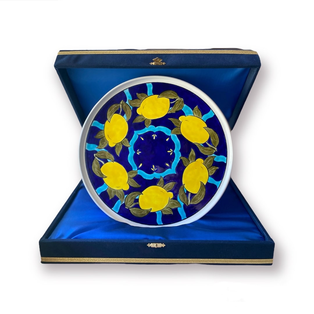limon-desenli-kobalt-hediyelik-cini-tabak-1 Limon Desenli Kobalt Hediyelik Çini Tabak