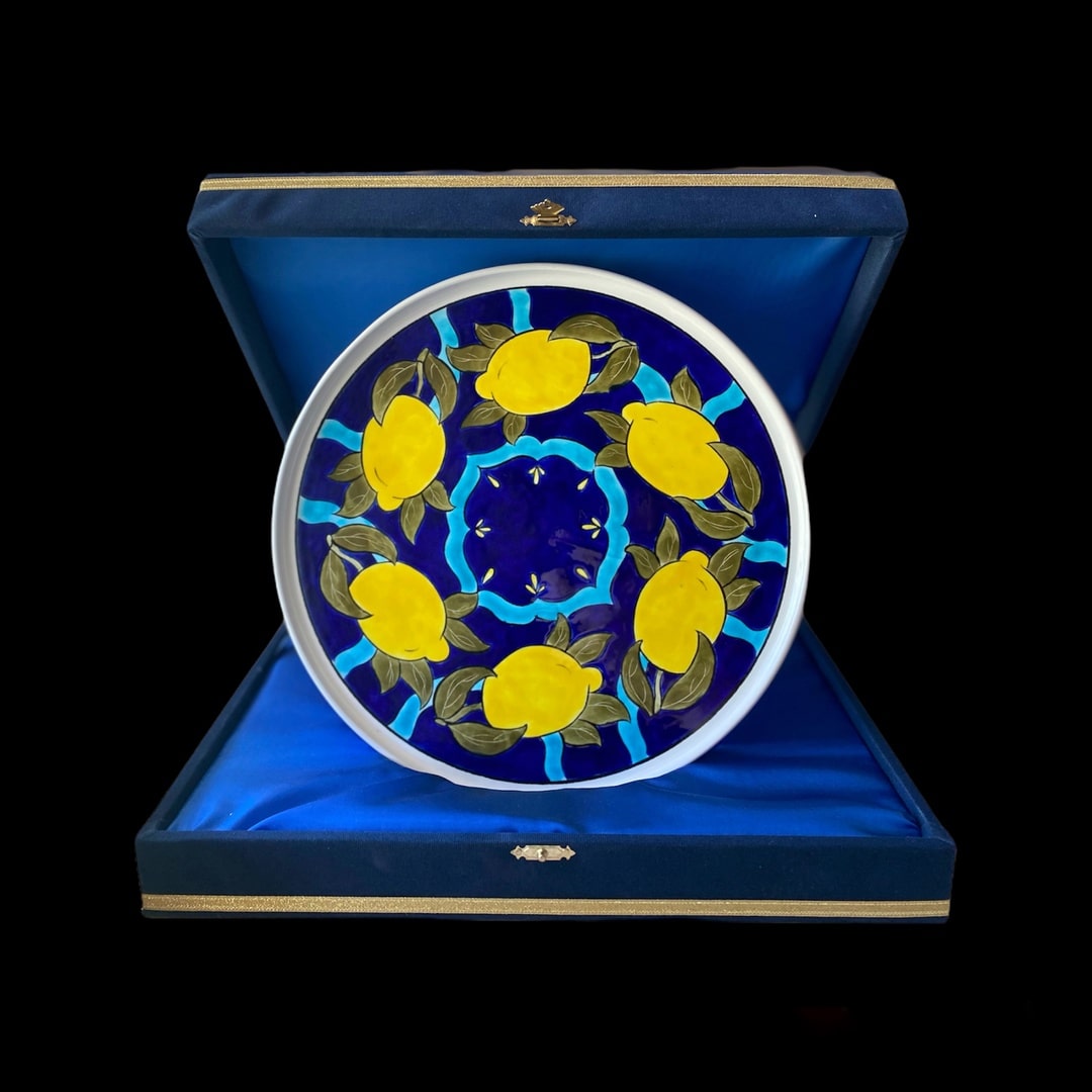 limon-desenli-kobalt-hediyelik-cini-tabak-2 Limon Desenli Kobalt Hediyelik Çini Tabak