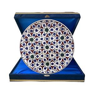 Kırmızı Çiçek Desenli Hediyelik Çini Tabak