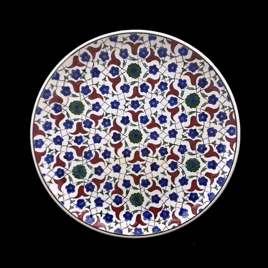 kirmizi-cicek-desenli-hediyelik-cini-tabak-2 Kırmızı Çiçek Desenli Hediyelik Çini Tabak
