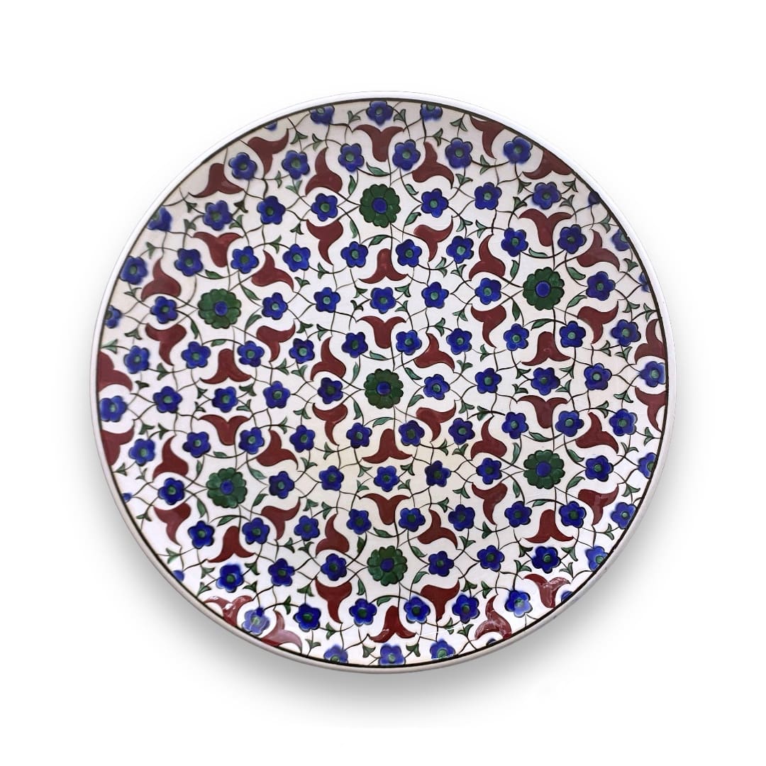 kirmizi-cicek-desenli-hediyelik-cini-tabak-3 Kırmızı Çiçek Desenli Hediyelik Çini Tabak