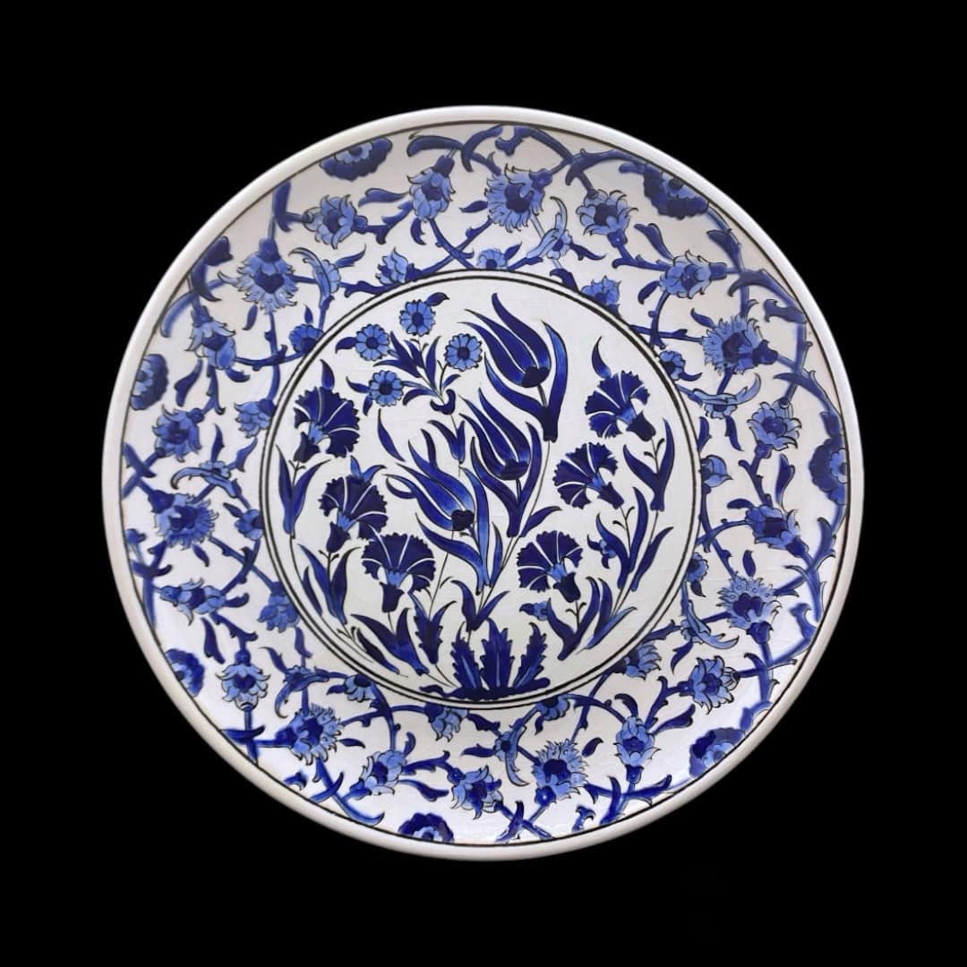 lale-ve-karanfil-desenli-bleu-blanc-cini-tabak-2 Lale ve Karanfil Desenli Bleu Blanc Çini Tabak