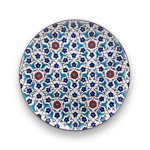 Mavi Çiçek Desenli Hediyelik İznik Çini Tabak