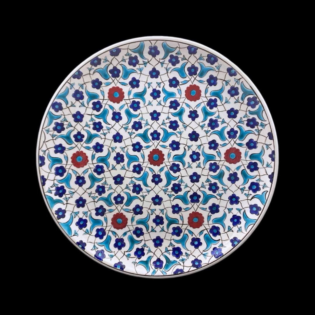 mavi-cicek-desenli-hediyelik-iznil-cini-tabak-2 Mavi Çiçek Desenli Hediyelik İznik Çini Tabak