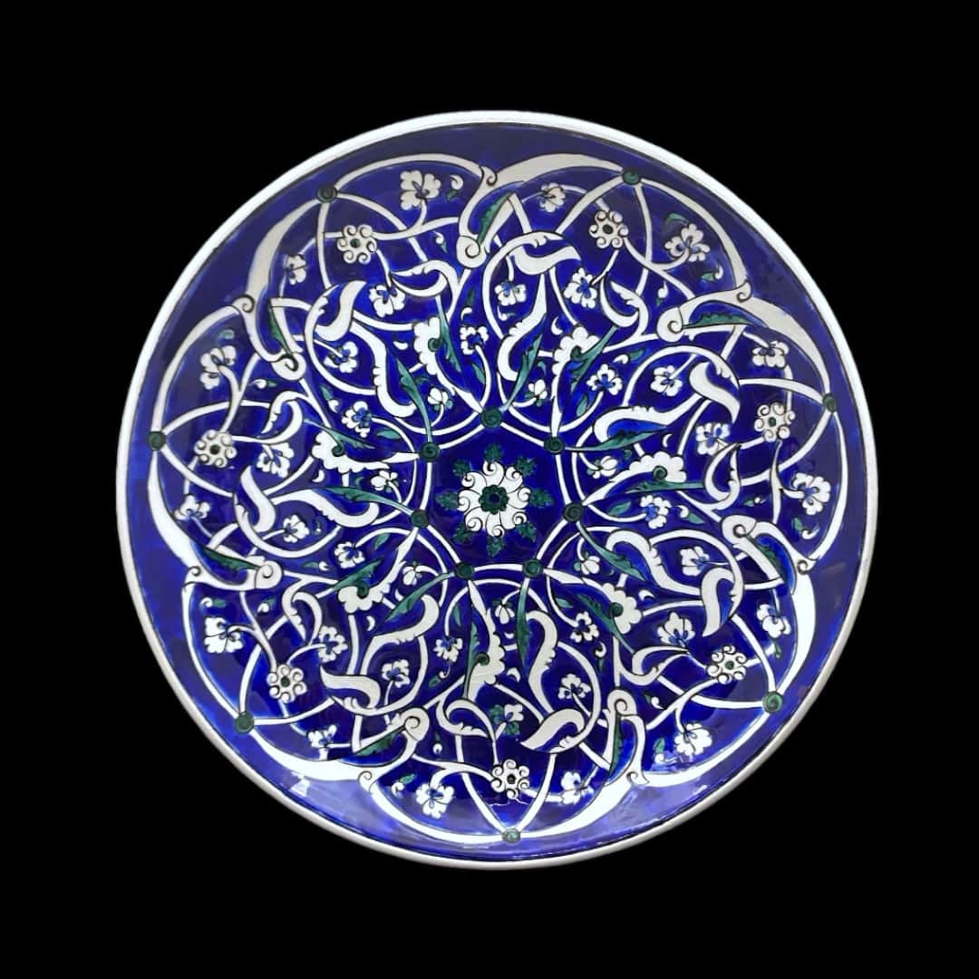 rumi-motifli-mavi-duvar-süsü-cini-tabak-2 Rumi Motifli Mavi Duvar Süsü Çini Tabak