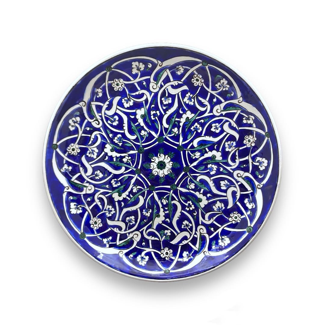 rumi-motifli-mavi-duvar-süsü-cini-tabak-3 Rumi Motifli Mavi Duvar Süsü Çini Tabak