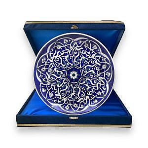Rumi Motifli Mavi Duvar Süsü Çini Tabak