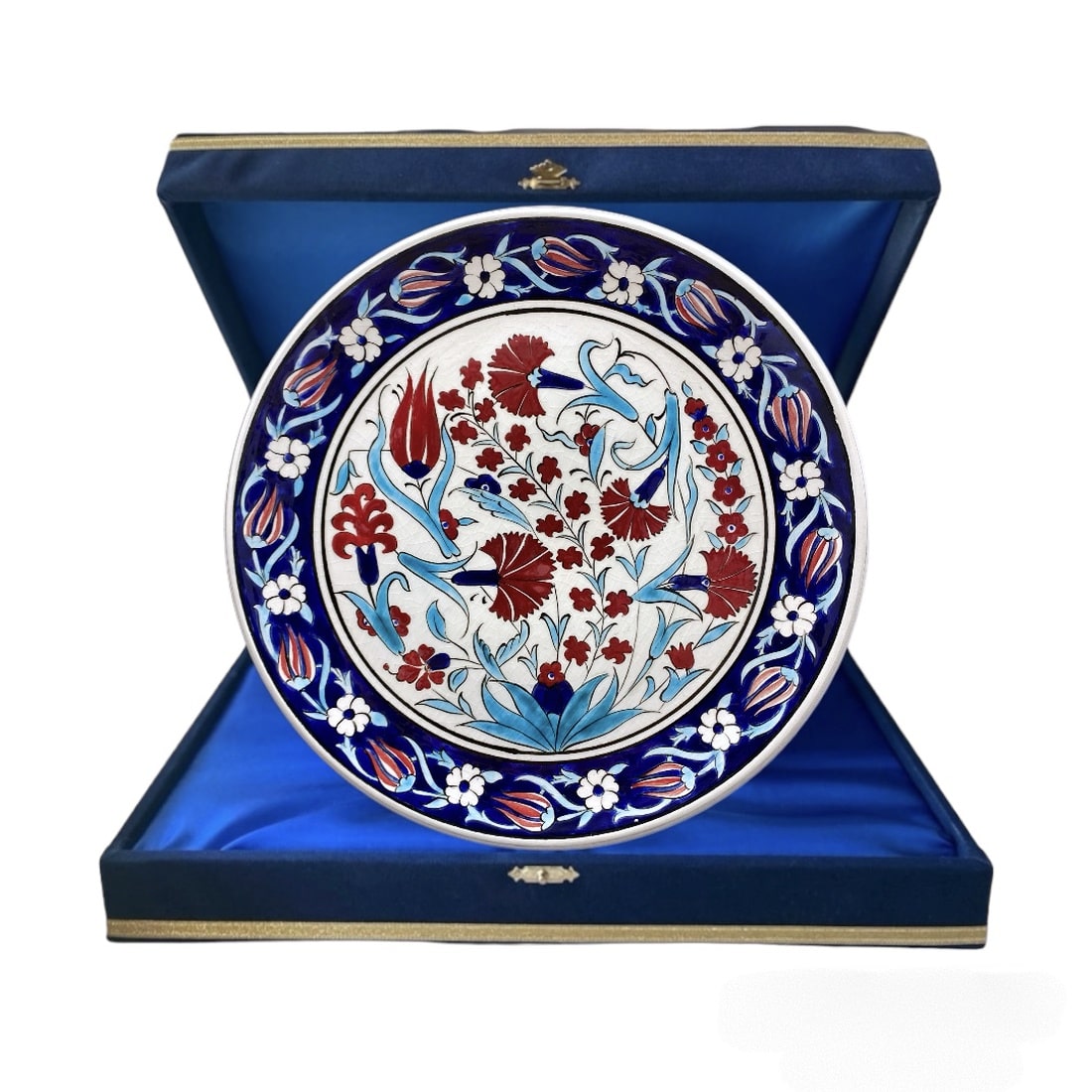 lale-ve-karanfil-motifli-mavi-cini-tabak-1 Lale ve Karanfil Motifli Mavi Çini Tabak