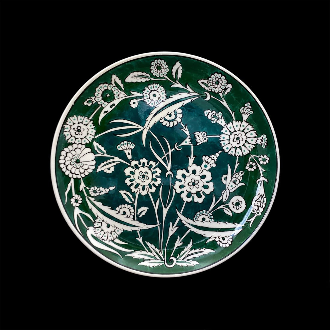 yesil-klasik-iznik-desenli-hediyelik-cini-tabak-2 Yeşil Klasik İznik Desenli Hediyelik Çini Tabak
