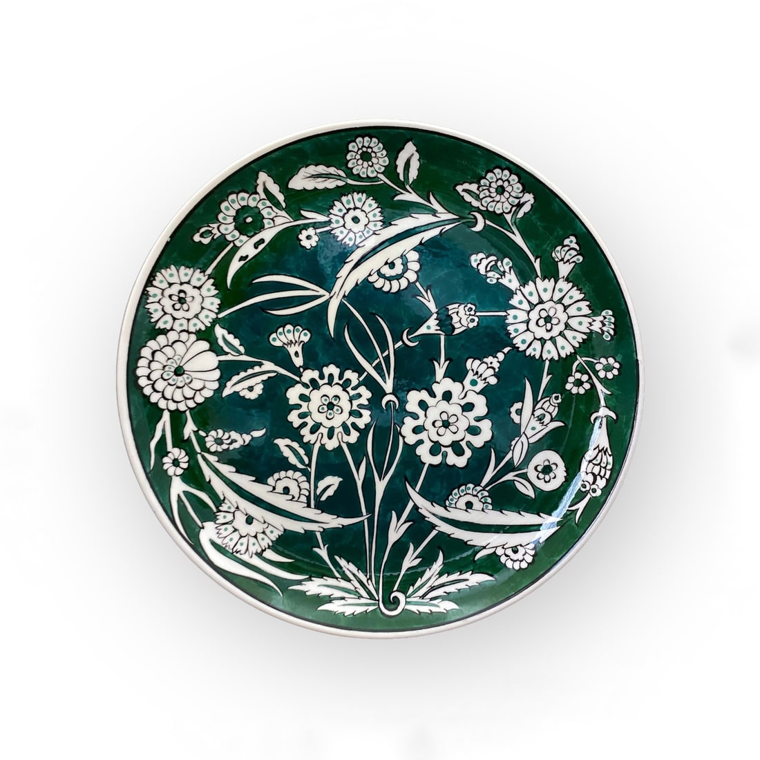 yesil-klasik-iznik-desenli-hediyelik-cini-tabak-3 Yeşil Klasik İznik Desenli Hediyelik Çini Tabak