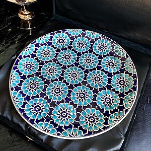 Mavi Çiçek Desenli Çini Tabak Hediyelik