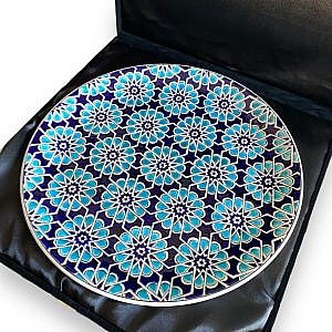 Mavi Çiçek Desenli Çini Tabak Hediyelik