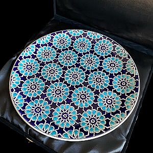 Mavi Çiçek Desenli Çini Tabak Hediyelik