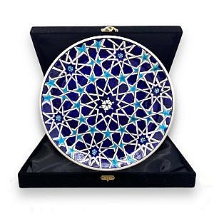 Selçuklu Motifli Mavi Çini Tabak