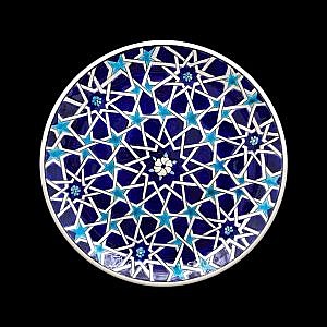 Selçuklu Motifli Mavi Çini Tabak