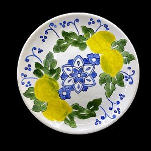 Limon ve Çiçek Desenli Çini Tabak