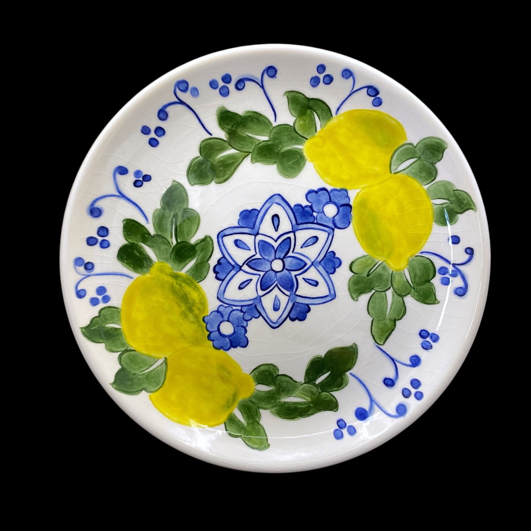 limon-ve-cicek-desenli-cini-tabak-2 Limon ve Çiçek Desenli Çini Tabak