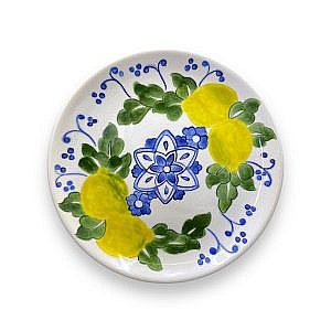 Limon ve Çiçek Desenli Çini Tabak