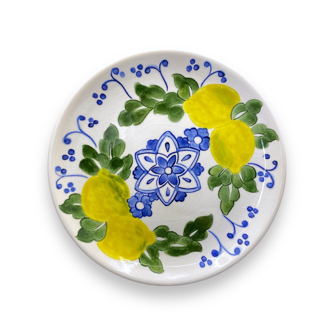 limon-ve-cicek-desenli-cini-tabak-3 Limon ve Çiçek Desenli Çini Tabak