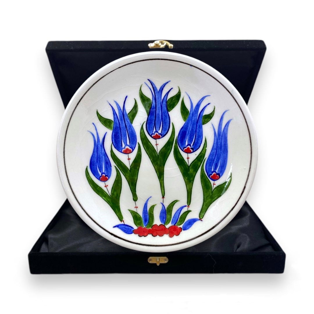 mavi-lale-desenli-cini-tabak-1 Mavi Lale Desenli Çini Tabak