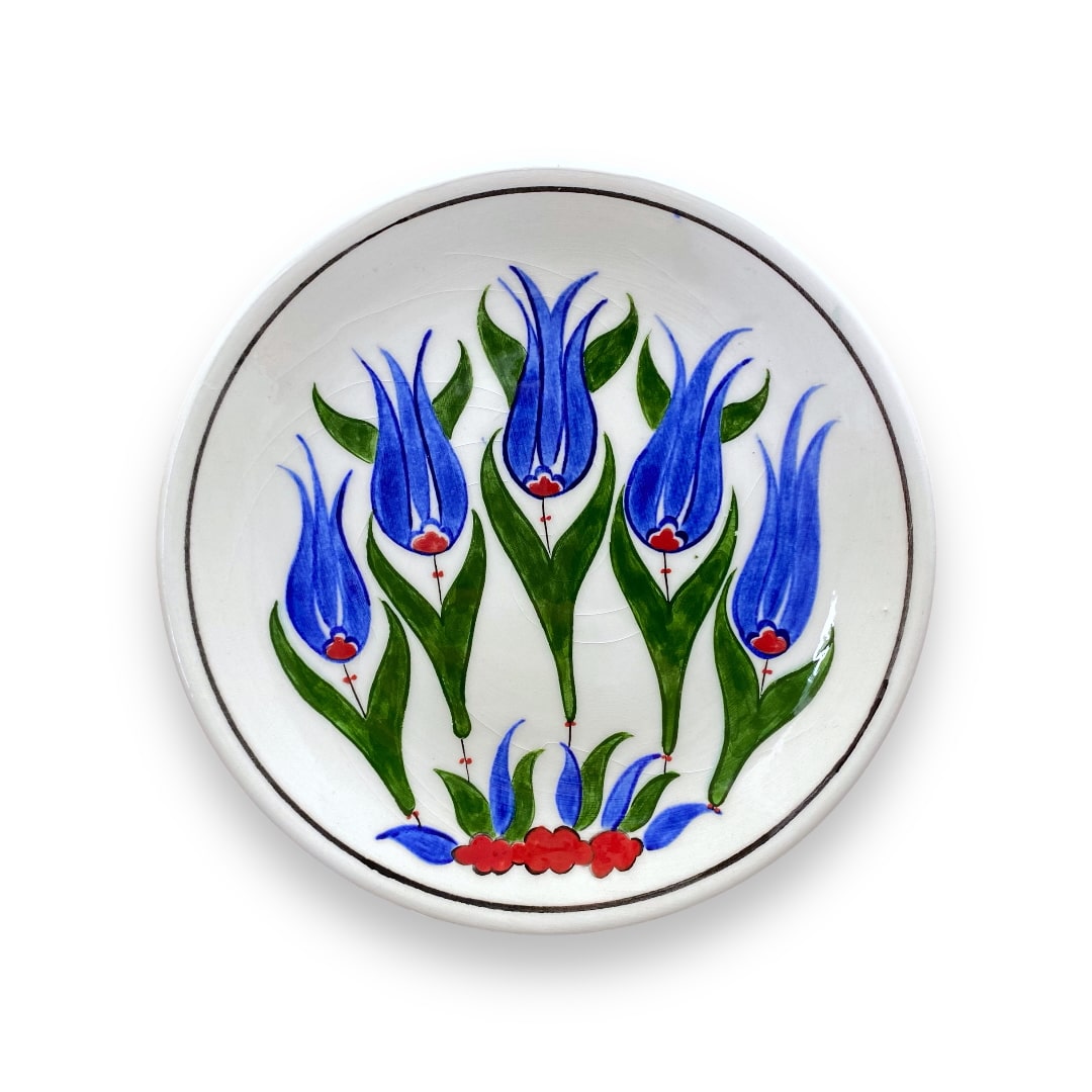 mavi-lale-desenli-cini-tabak-3 Mavi Lale Desenli Çini Tabak