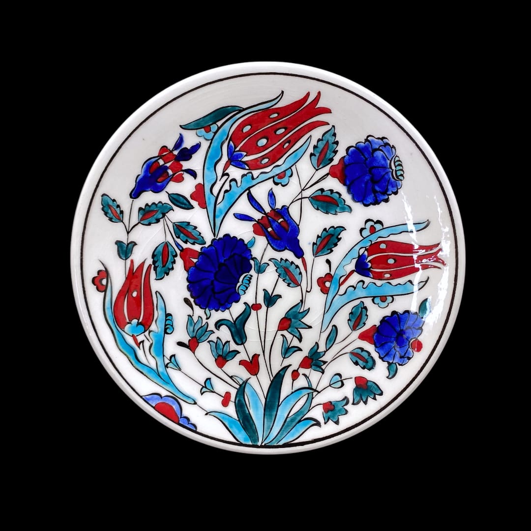 saray-cicekleri-iznik-cini-tabak-2 Saray Çiçekleri İznik Çini Tabak