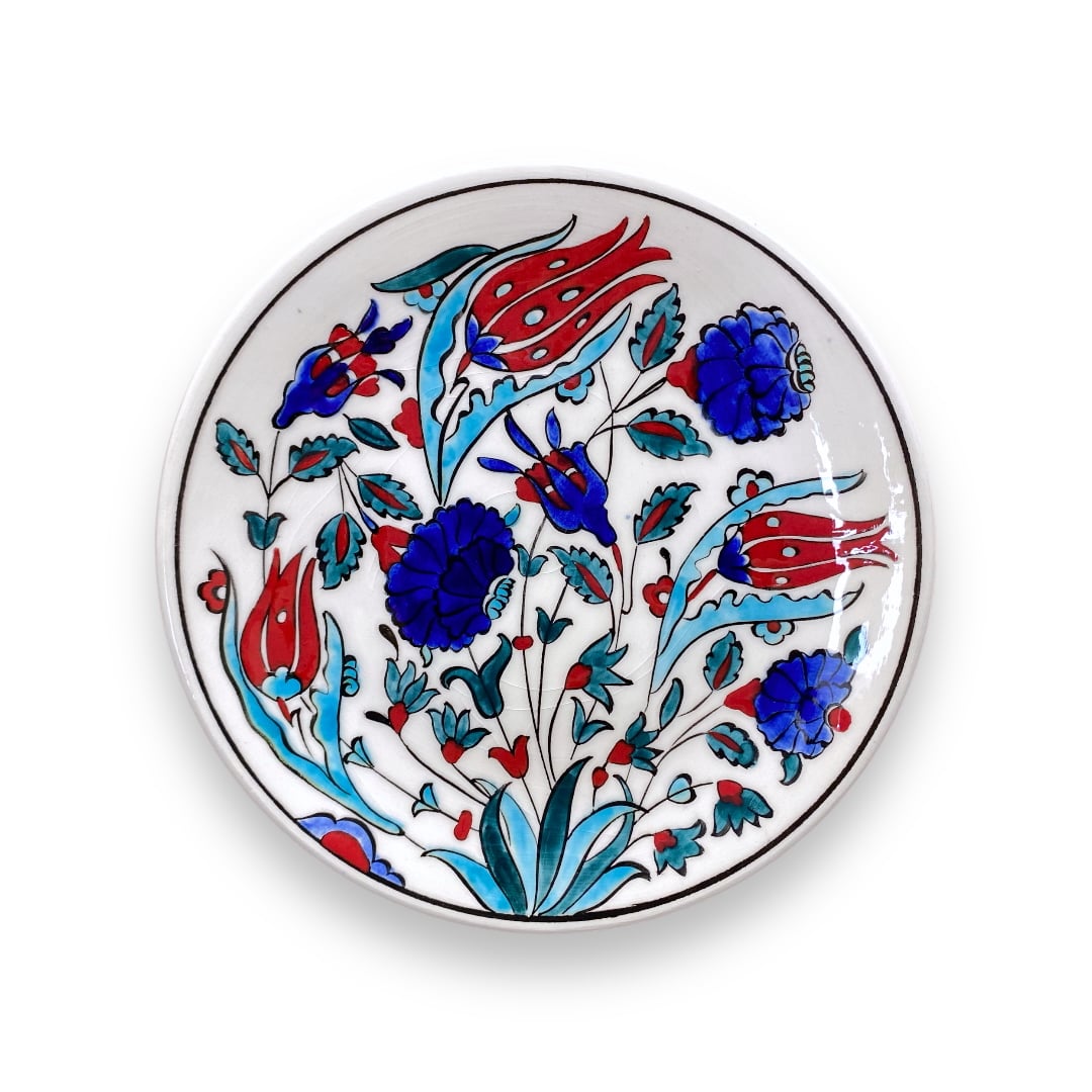 saray-cicekleri-iznik-cini-tabak-3 Saray Çiçekleri İznik Çini Tabak