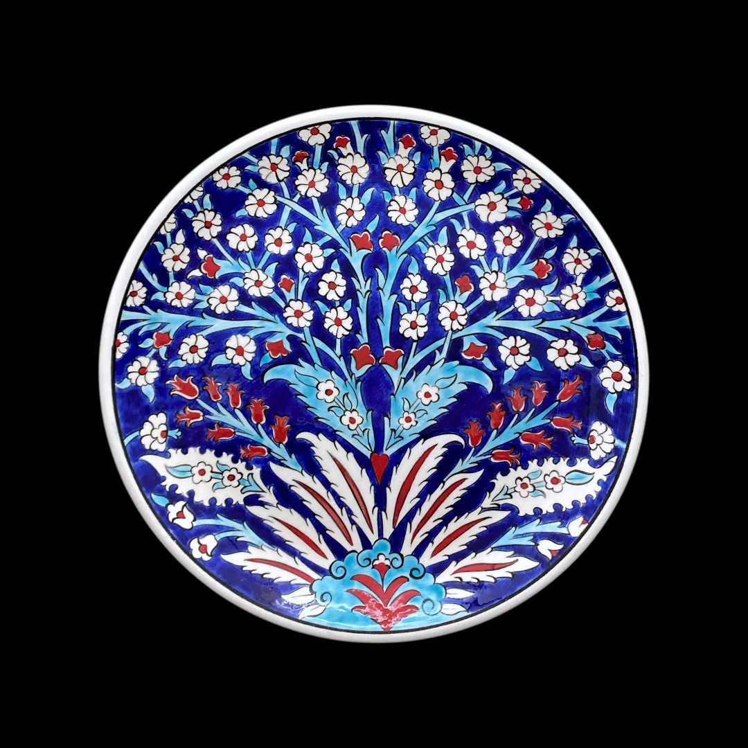 hayatın-cicekleri-motifli-iznik-cini-tabak-2 Hayatın Çiçekleri Motifli İznik Çini Tabak