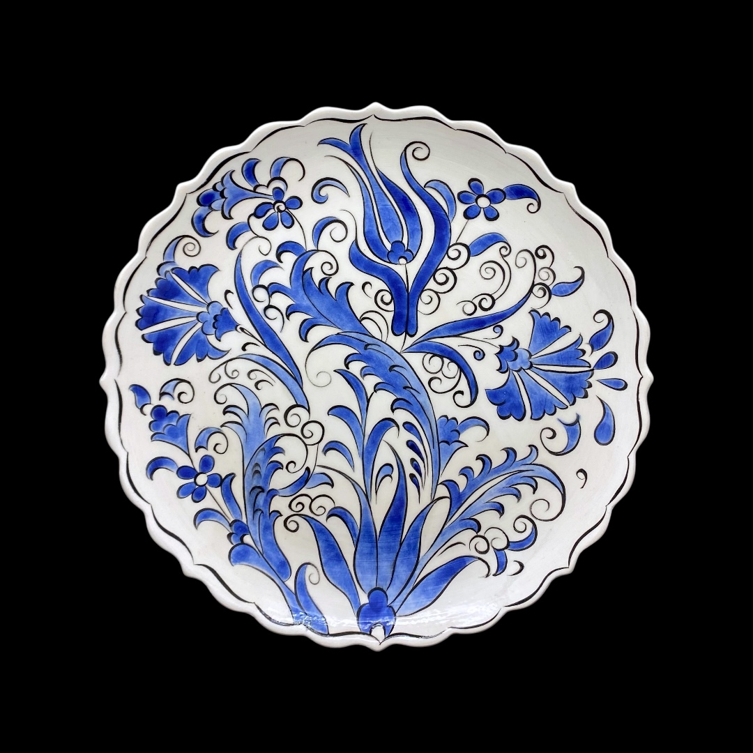 lâle-i-rûmî-mavi-beyaz-iznik-cini-tabak-2 Lale-i Rumi Mavi Beyaz İznik Çini Tabak