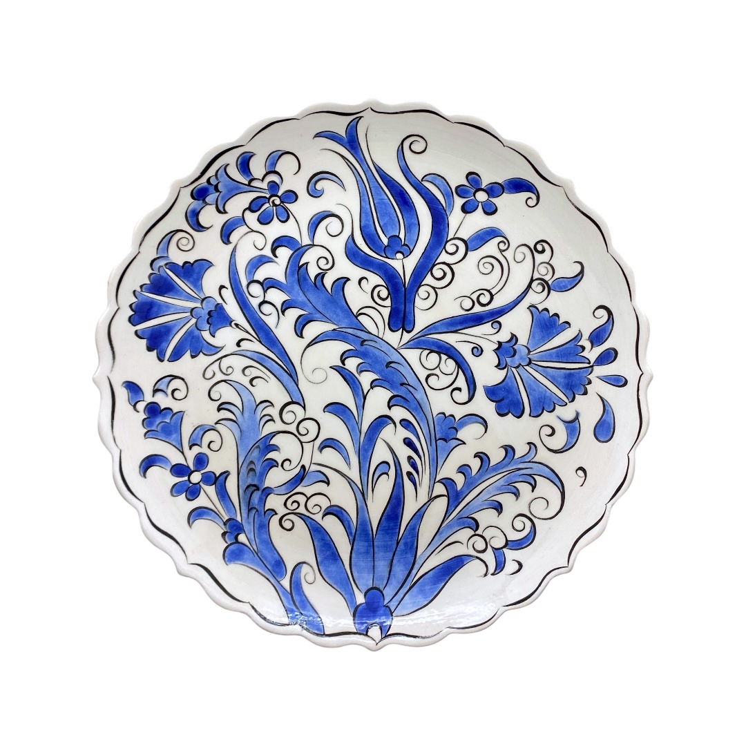 lâle-i-rûmî-mavi-beyaz-iznik-cini-tabak-3 Lale-i Rumi Mavi Beyaz İznik Çini Tabak