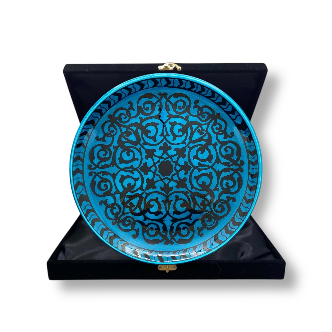 turkuaz-renkli-iznik-cini-desenli-tabak-1 Turkuaz Renkli İznik Çini Desenli Tabak