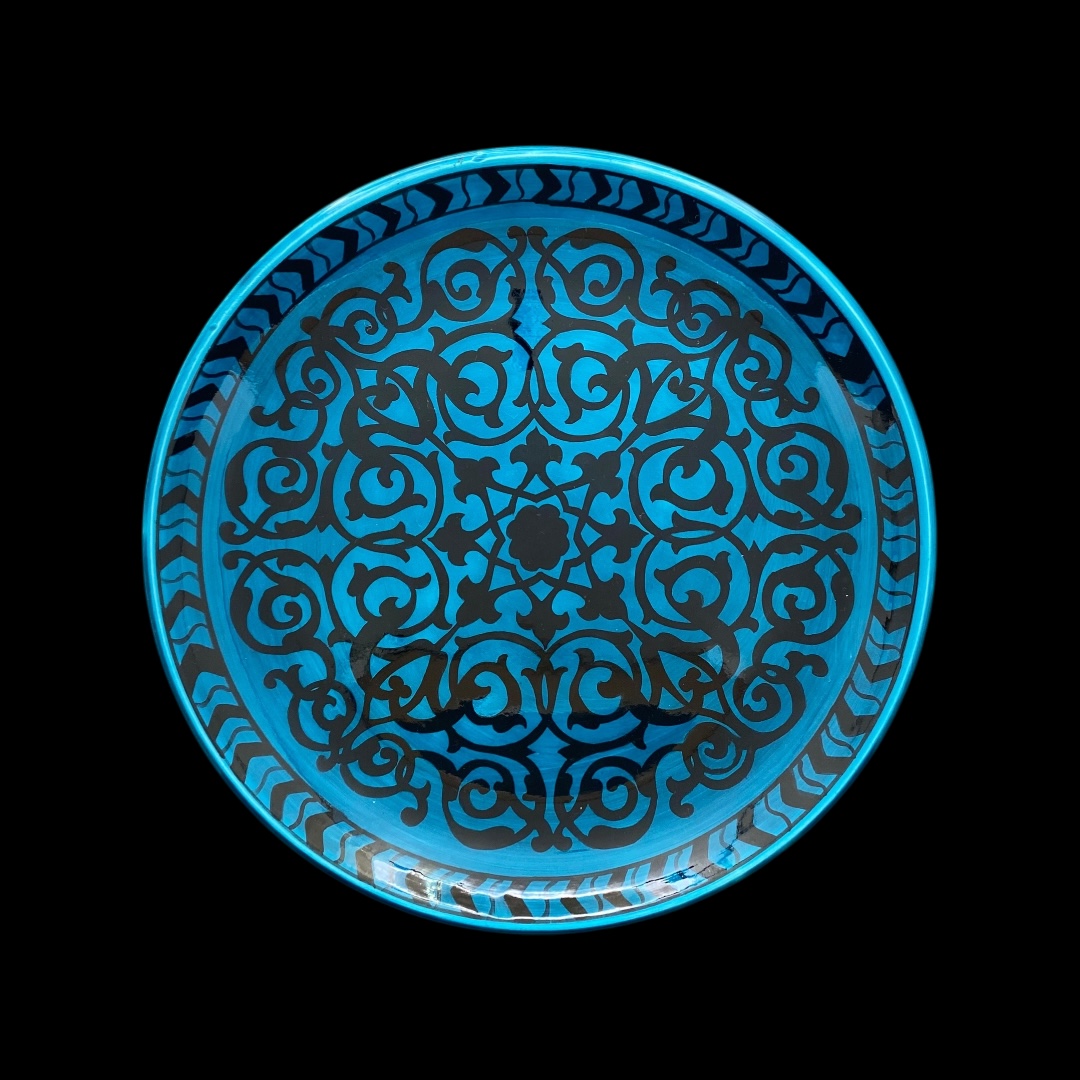 turkuaz-renkli-iznik-cini-desenli-tabak-2 Turkuaz Renkli İznik Çini Desenli Tabak