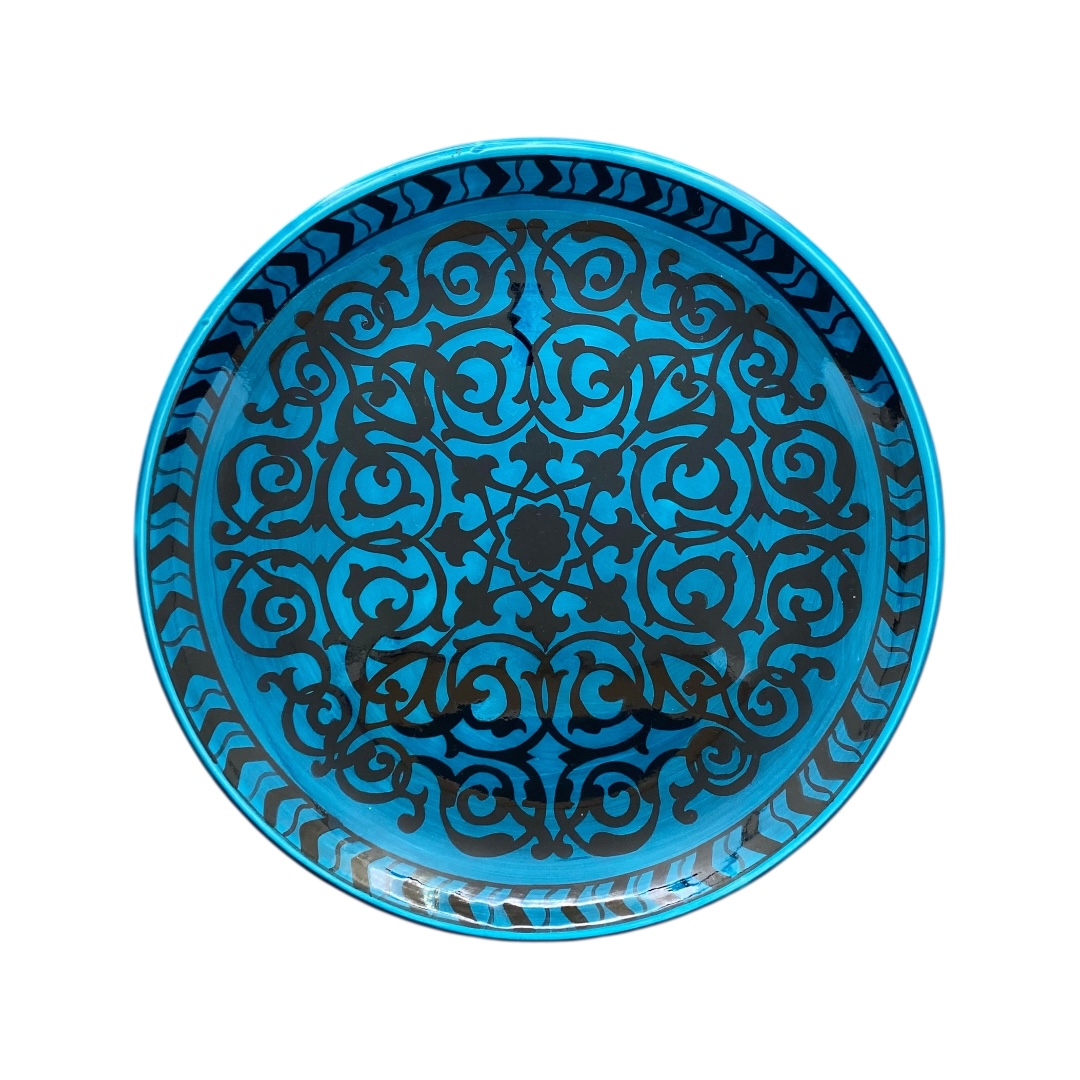 turkuaz-renkli-iznik-cini-desenli-tabak-3 Turkuaz Renkli İznik Çini Desenli Tabak