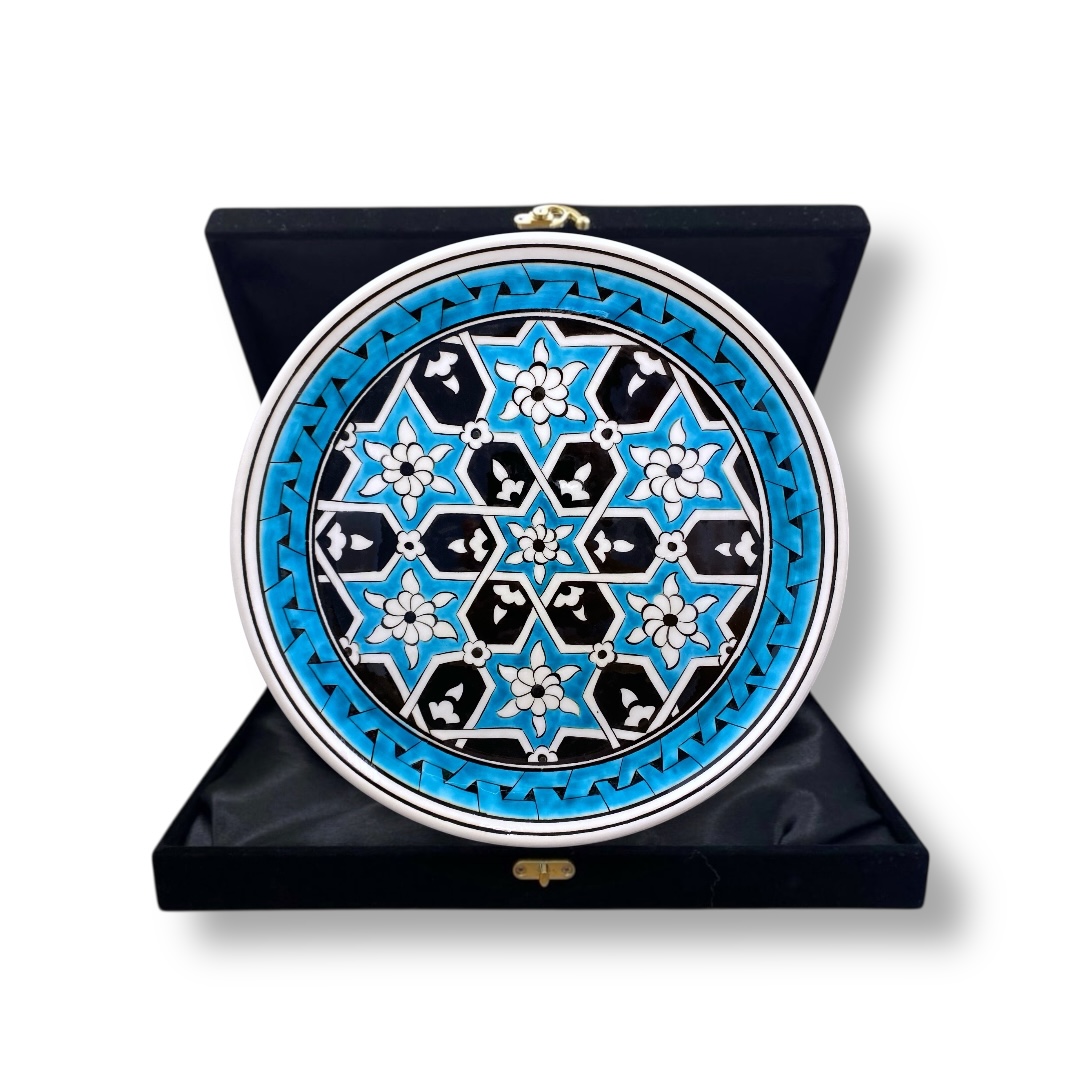 turkuaz-yildiz-desenli-iznik-cini-tabak-1 Turkuaz Yıldız Desenli İznik Çini Tabak
