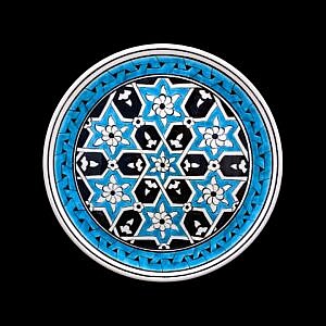 Turkuaz Yıldız Desenli İznik Çini Tabak