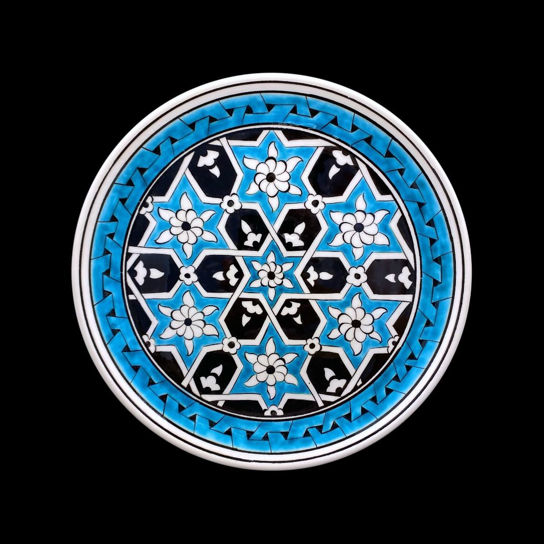 turkuaz-yildiz-desenli-iznik-cini-tabak-2 Turkuaz Yıldız Desenli İznik Çini Tabak