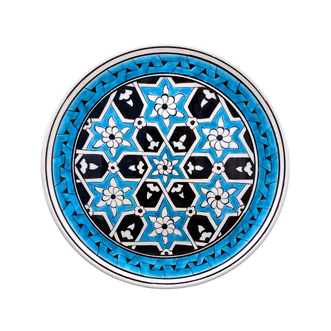 turkuaz-yildiz-desenli-iznik-cini-tabak-3 Turkuaz Yıldız Desenli İznik Çini Tabak